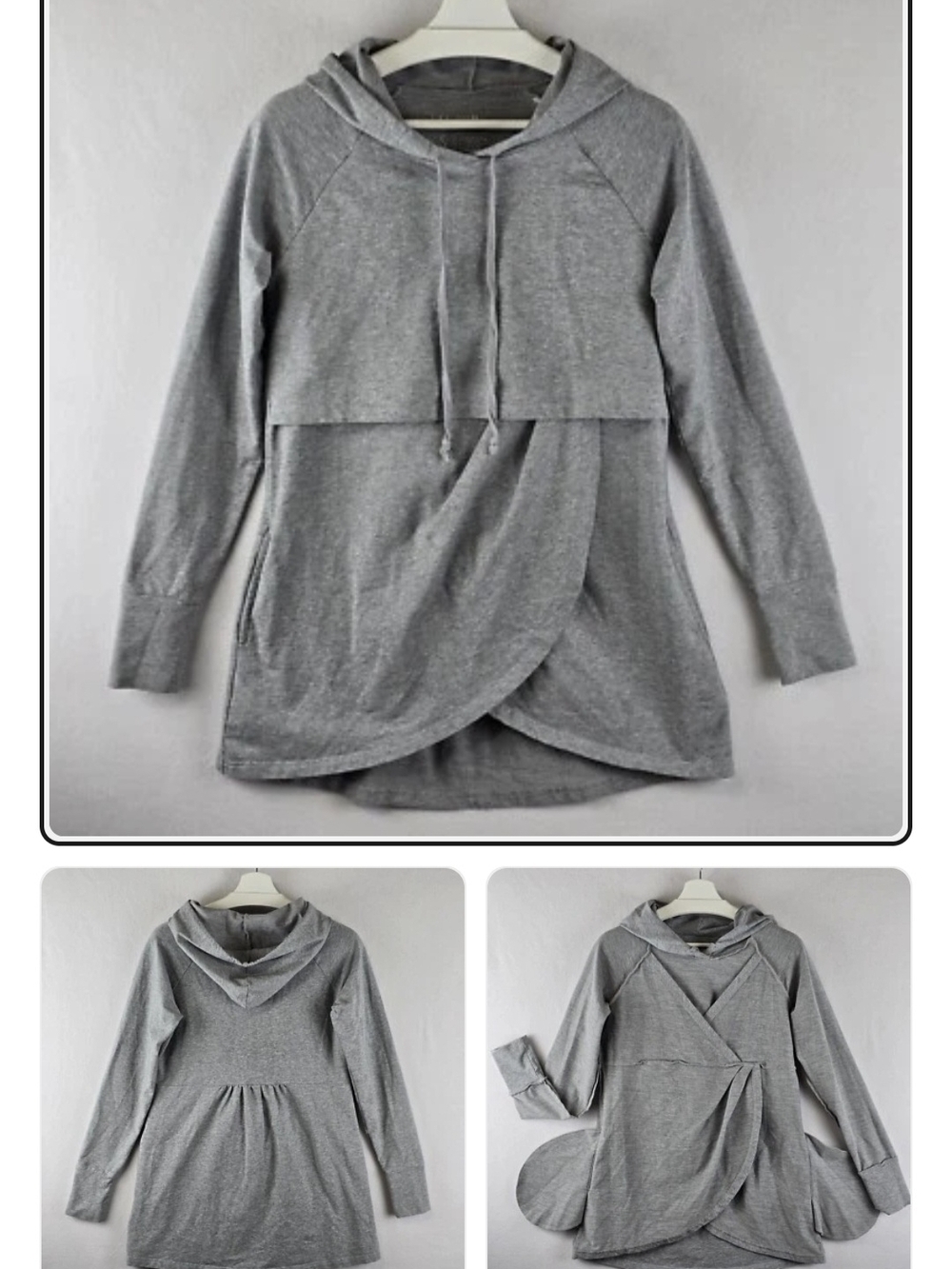 Latched Mama Gray Nursing Hoodie with Wrap Front
